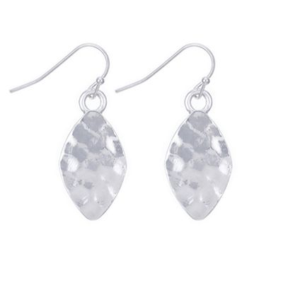Silver textured droplet earring
